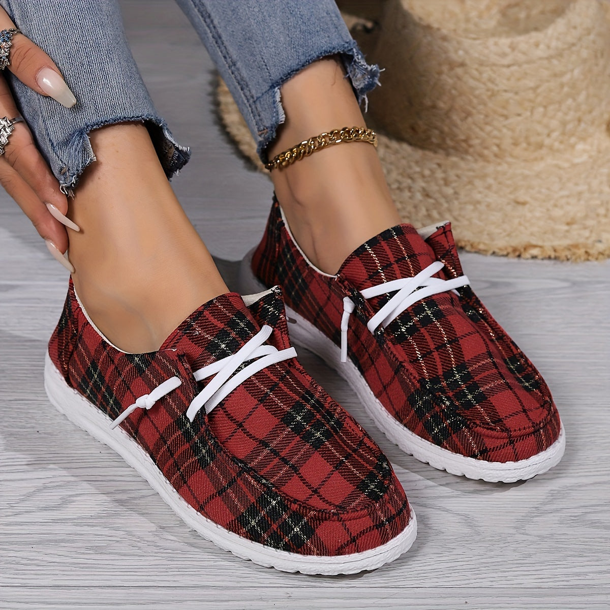 Santa Claus Print Canvas Shoes, Christmas Slip On Loafers